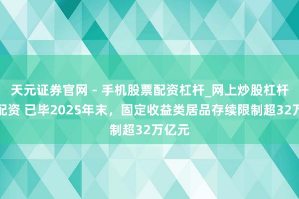 天元证券官网 - 手机股票配资杠杆_网上炒股杠杆官方配资 已毕2025年末，固定收益类居品存续限制超32万亿元