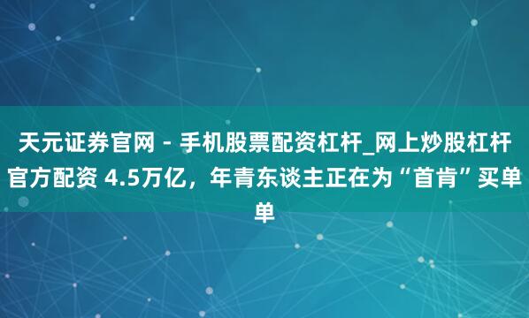 天元证券官网 - 手机股票配资杠杆_网上炒股杠杆官方配资 4.5万亿，年青东谈主正在为“首肯”买单