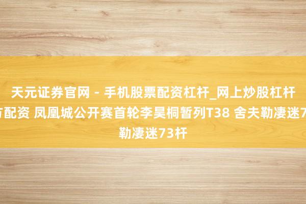 天元证券官网 - 手机股票配资杠杆_网上炒股杠杆官方配资 凤凰城公开赛首轮李昊桐暂列T38 舍夫勒凄迷73杆