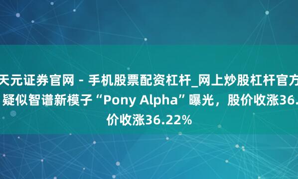 天元证券官网 - 手机股票配资杠杆_网上炒股杠杆官方配资 疑似智谱新模子“Pony Alpha”曝光，股价收涨36.22%