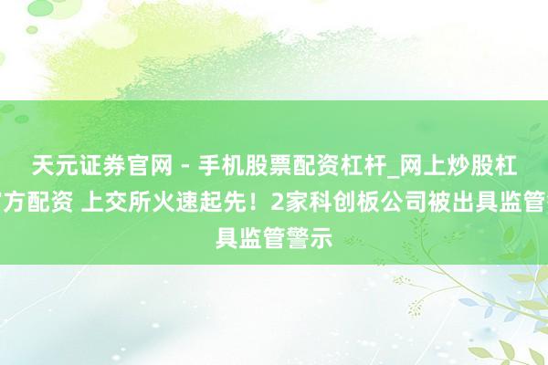 天元证券官网 - 手机股票配资杠杆_网上炒股杠杆官方配资 上交所火速起先！2家科创板公司被出具监管警示